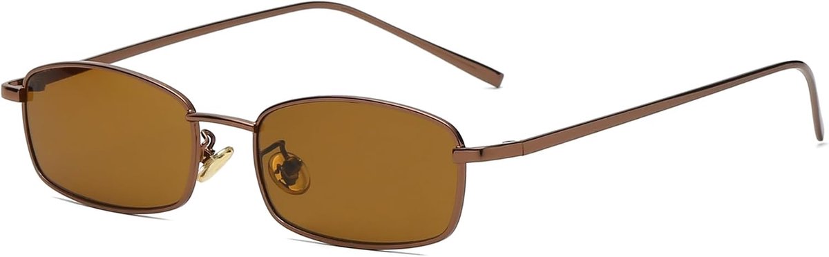 Klassieke kleine rechthoekige zonnebril dames heren vintage slank rechthoekig metalen montuur bril