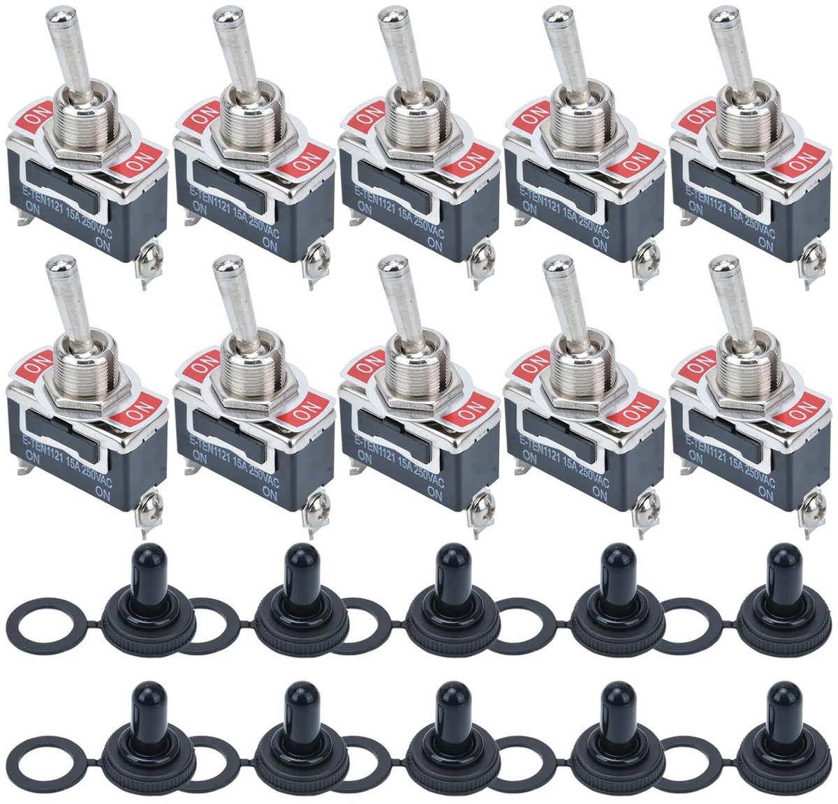 Tuimelschakelaars, 15 A, 250 V, 20 A, 125 V, SPST 2-polig aan - uit, SPDT 3-polig aan aan, aan, een krachtige tuimelschakelaar met waterdichte beschermkap (1121 3-pins aan-aan)