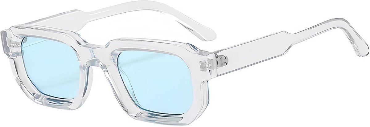 rechthoekige zonnebril voor dames en heren, retro zeshoekig, klein dik frame, getinte chunky bril
