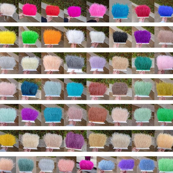 1 m natuurlijke struisvogelveren, rand pluche veerband om te knutselen, veren, franjes, met satijnen lint voor doe-het-zelf naaien, hoed, kleding, kostuumdecoratie, hemelsblauw, 10-15 cm — afbeelding 5