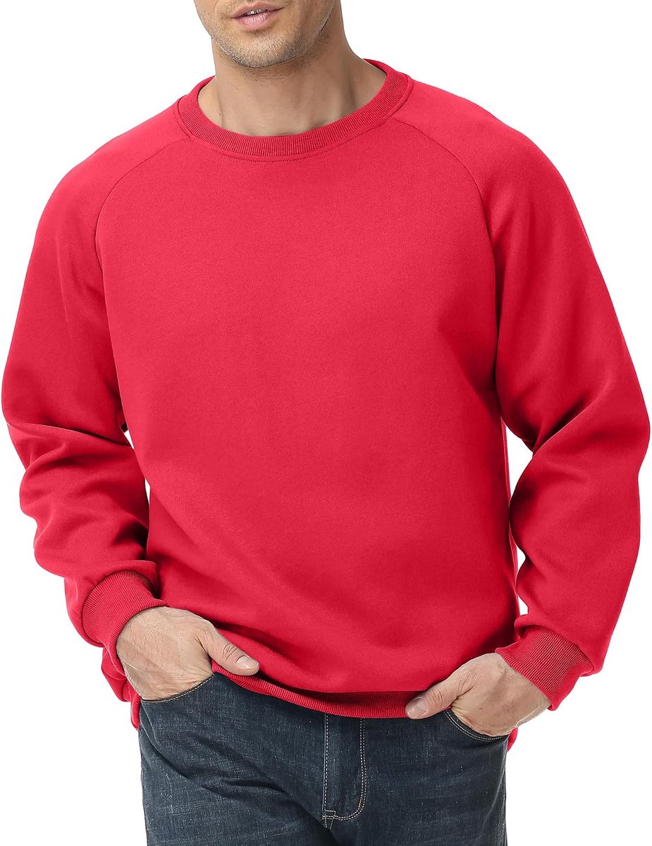 Sweatshirt voor heren van 100% katoen – zacht, warm en ademend sweatshirt met dubbellaagse stof voor dagelijks gebruik en vrije tijd