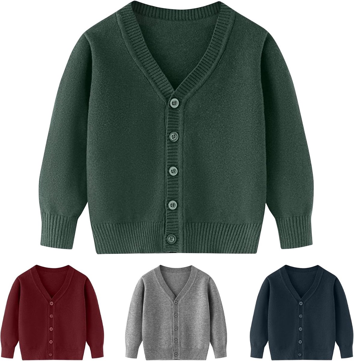 Peuter Jongen Meisjes Vest Meisje Soild Katoenen Truien Jongens V-hals Lange Mouw Bovenkleding Kinderen Gebreide Tops voor 3-7 Jaar