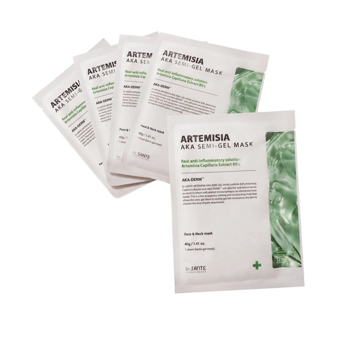 Dr.SANTE Artemisia AKA Semi-Gel Mask / Gelachtig doekmasker voor een onzuivere huid op gezicht en hals 5 x 40 g