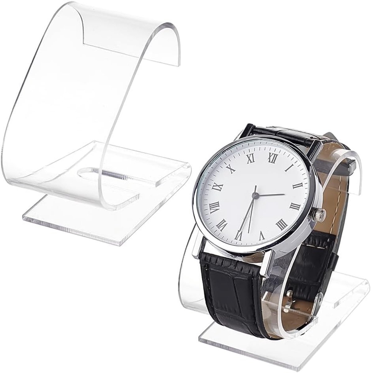 2 Stuks Transparante Horloge Stand, Horloge Houder van Acryl voor Armbanden en Horloges, Duidelijke Organizer voor Thuis en Winkeldisplay, Perfect voor Vaderdag