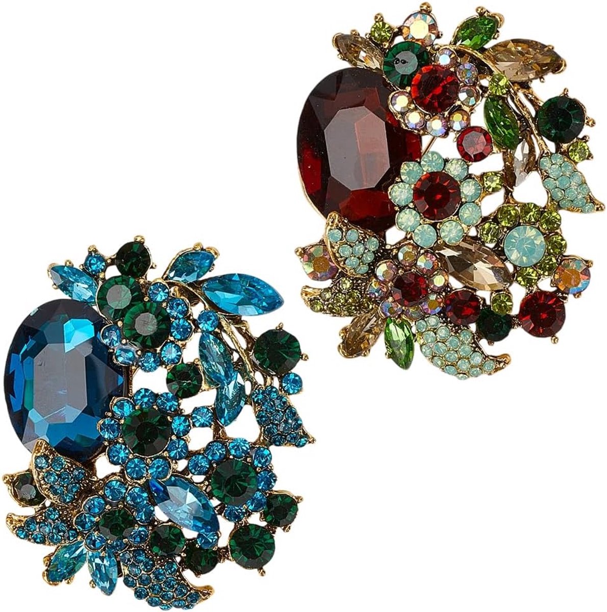 2 Stuks 2 Kleuren Strass Glitter Bloem Broche Pin, Crystal Rhinestone Reversspeldjes Vintage Hoed Pins Voor Vrouwen Kleding Hoed Tas Accessoires