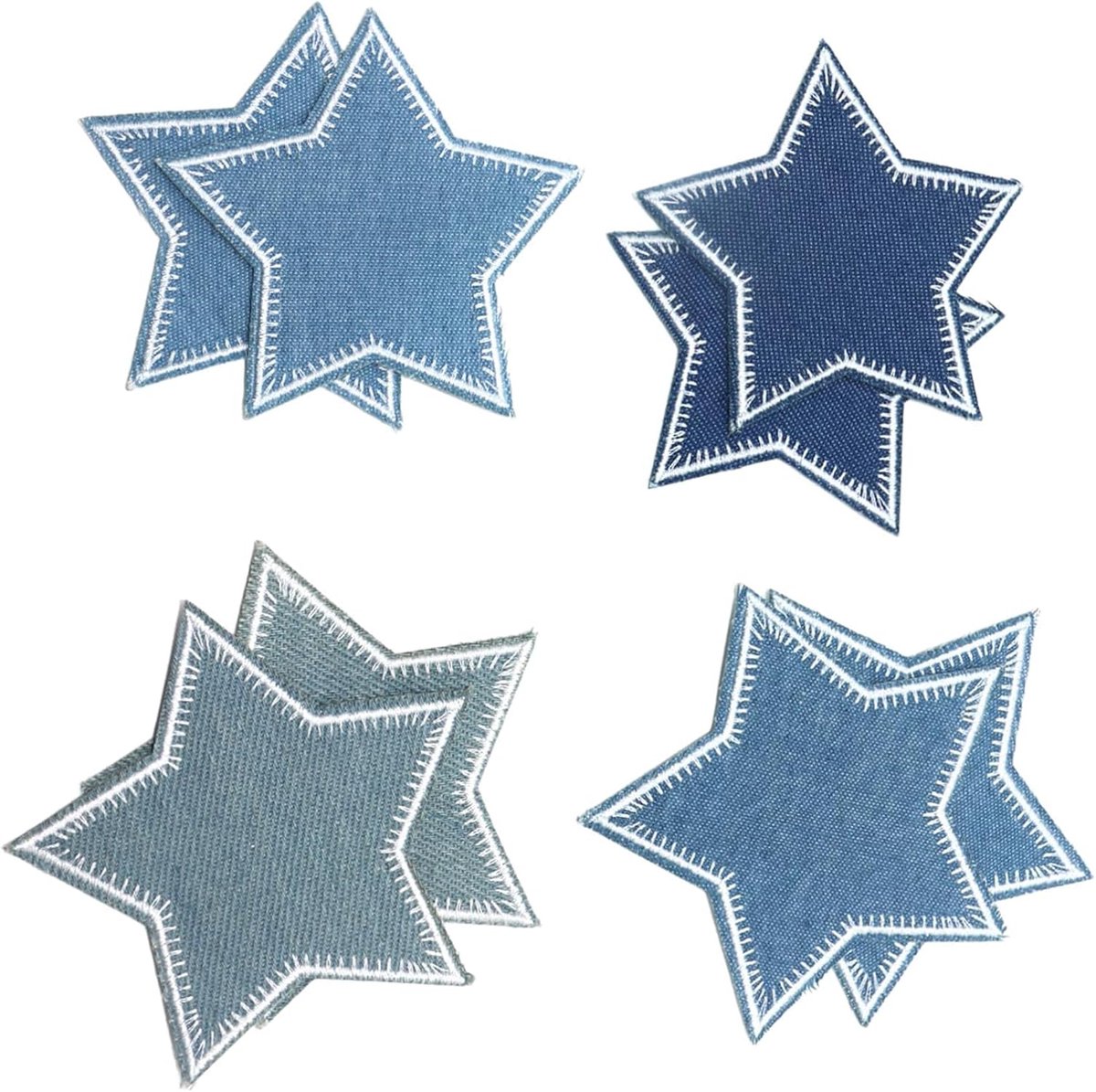sterren, 8 stuks opstrijkbare patches jeans blauw