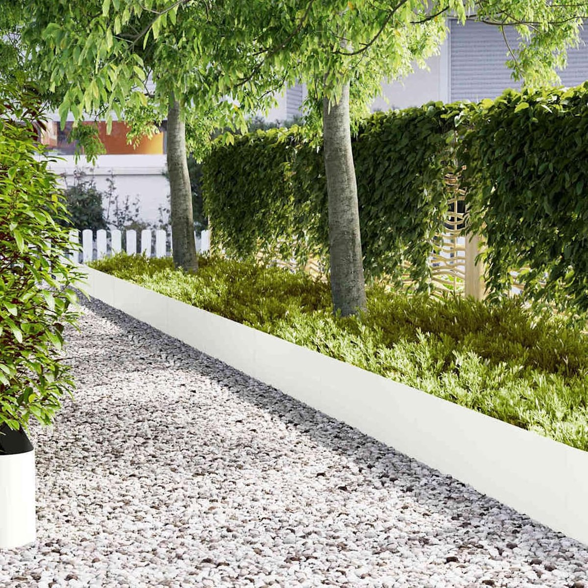 20 stuks, wit, koudgewalst staal, 100 x 0,05 x 30 cm, weerbestendig en modern design voor tuin, terras en bloembedden