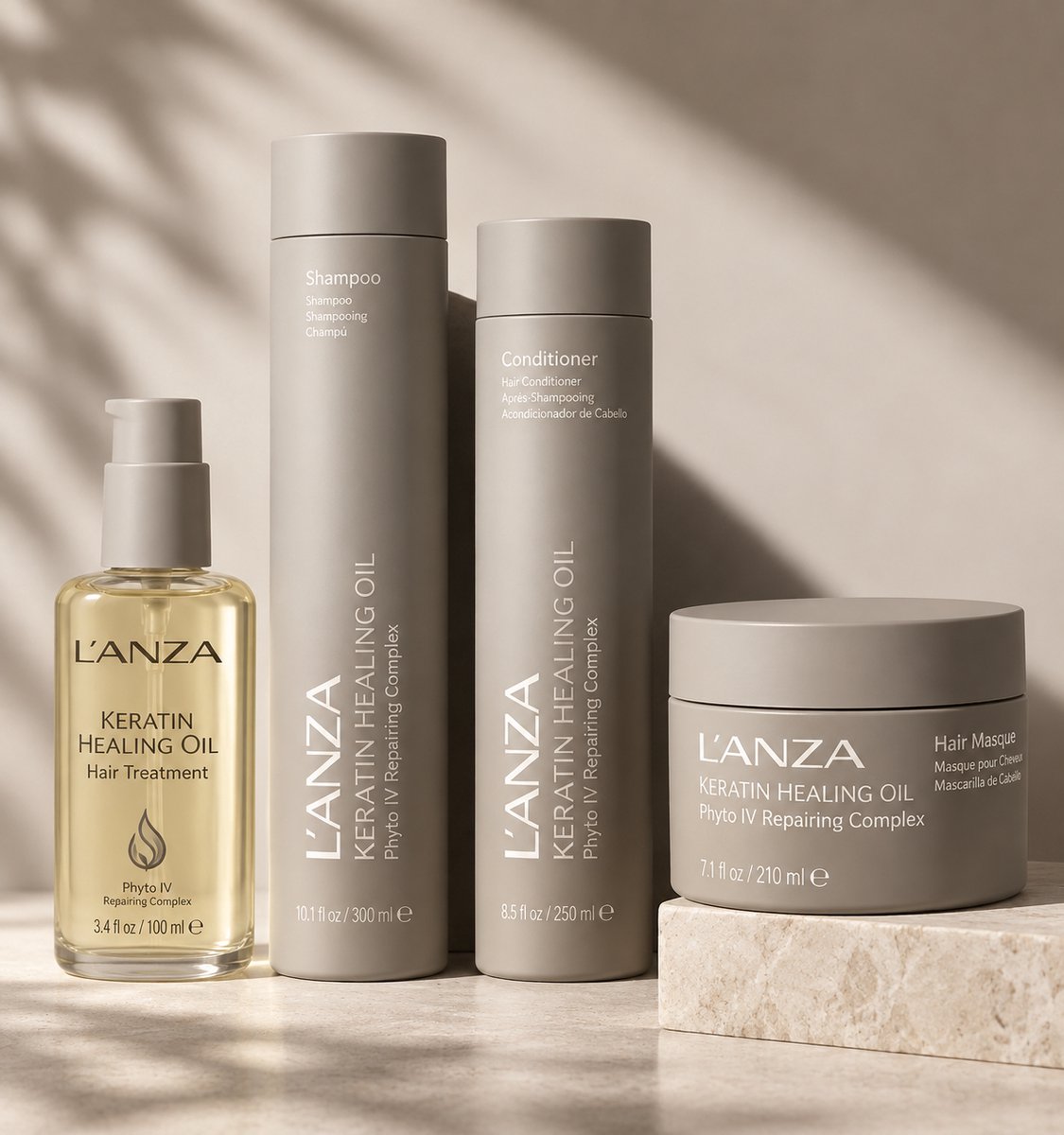 L'Anza - Healing Oil Set - Lustrous Shampoo + Conditioner + Intensive Masker + Hair Treatment Oil
