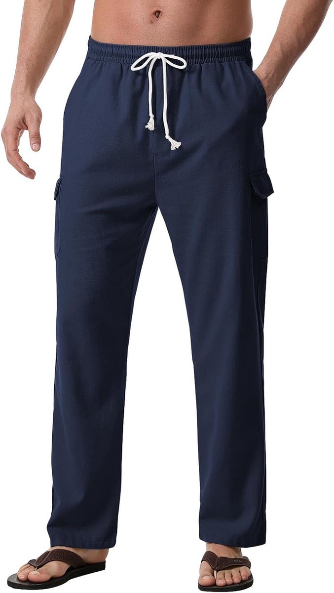 broek voor heren, lichtgewicht yogabroek, elastische taille, rechte benen, casual broek