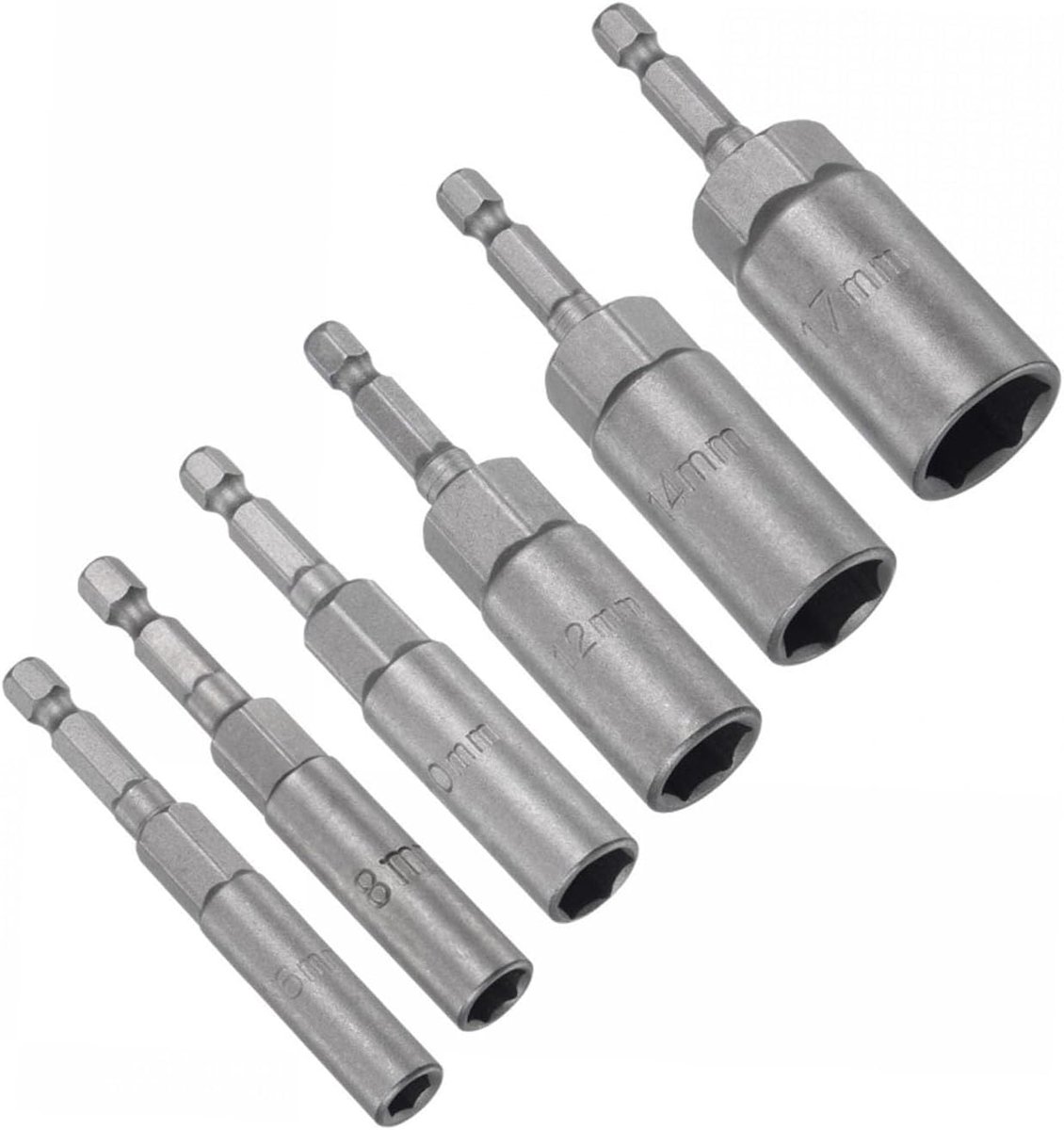 Sleutelbitset 6-delig - 1/4" Hex Shank - 6mm tot 17mm - Snelle verwisseling - Voor machineonderhoud