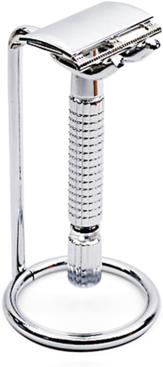 Dubbele Scheerapparaat Borstelhouder Verstelbare Metal Stand voor Veiligheidsscheerapparaat voor Luchtventilatie Langere Levensduur van Scheerborstels Random Patroon