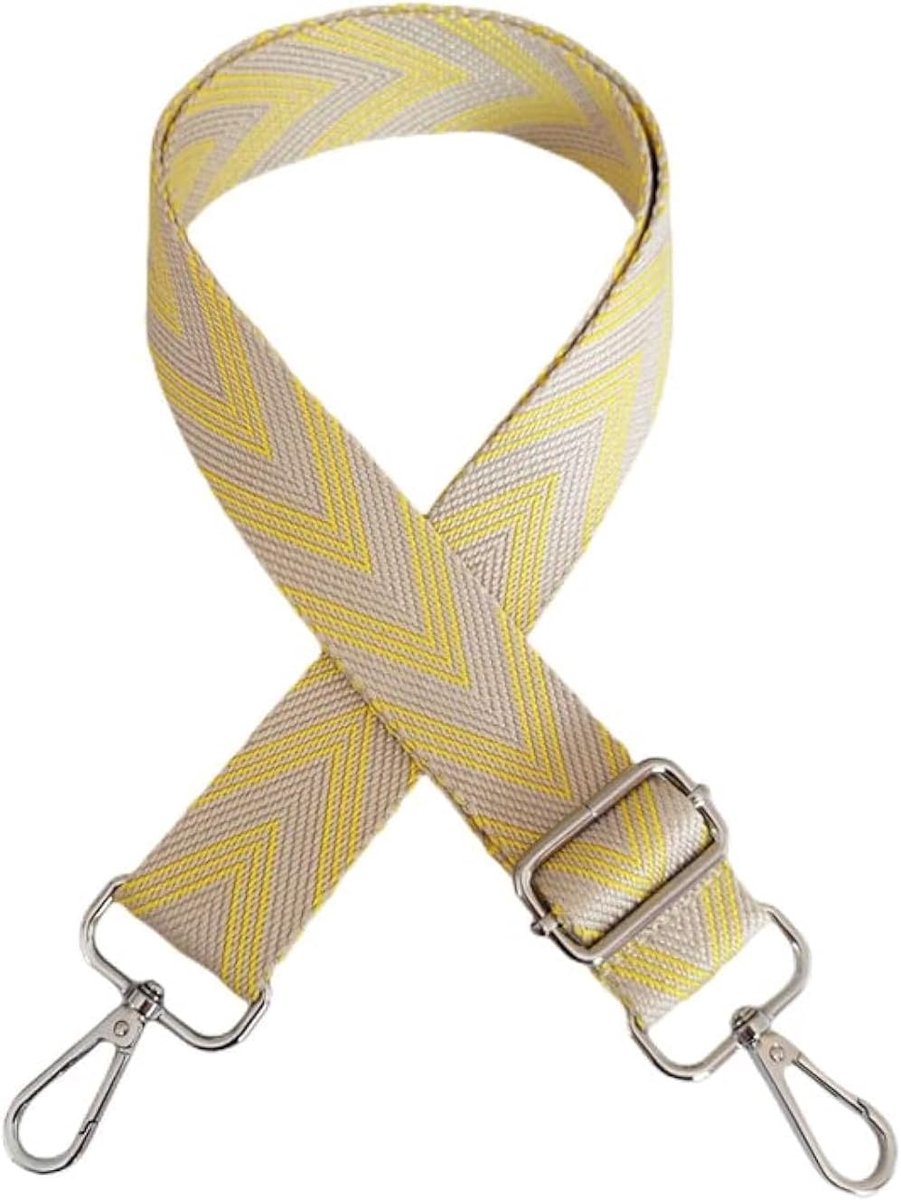 75-130 cm verstelbare schouderriem voor tassen, breed, 3,8 cm, tasriem, schouderriem met strepenpatroon, kleurrijke boho-schouderriem voor dames, tassen, doe-het-zelf accessoires, tasriemen om te wisselen, geel