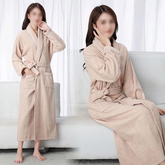 Gewaad Katoenen Badstof Badstof Extra Lange Gewaden Zachte Badjas Vrouwen Nachtjas Nachtkleding Mannelijke Toevallige Thuis Badjas Nachtkleding good — afbeelding 4