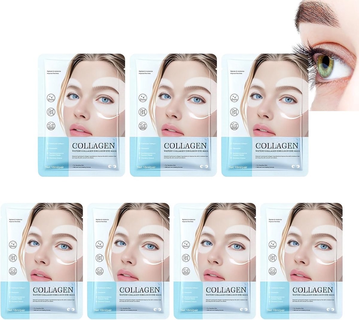 oogpads, 18 ml x 7 paar, gel-oogpatches, hydraterend oogpad-masker, voor 's nachts, verkoelende oogpatches voor vermoeide ogen