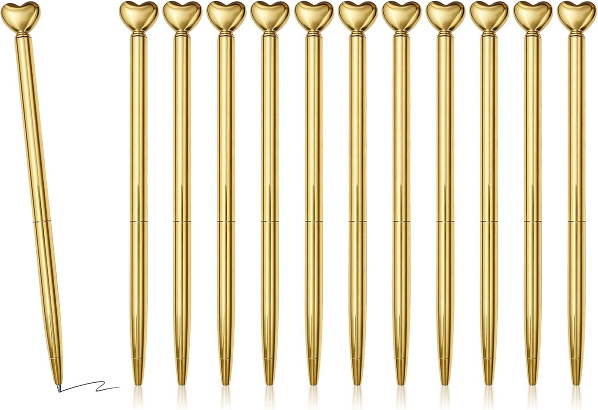 balpen, 3 stuks, intrekbare metalen decoratiestiften, 1,0 mm, zwarte inkt in grootverpakking, schattige pennen, cadeaus voor vrouwen, school (12 stuks)