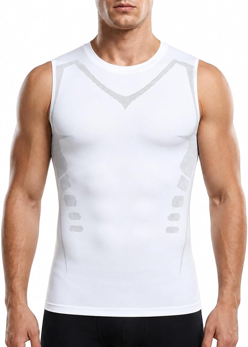 Compressieshirt voor heren, mouwloos, ademend, sneldrogend, hardlopen, sporttraining, vest voor heren, sportschool, fitness