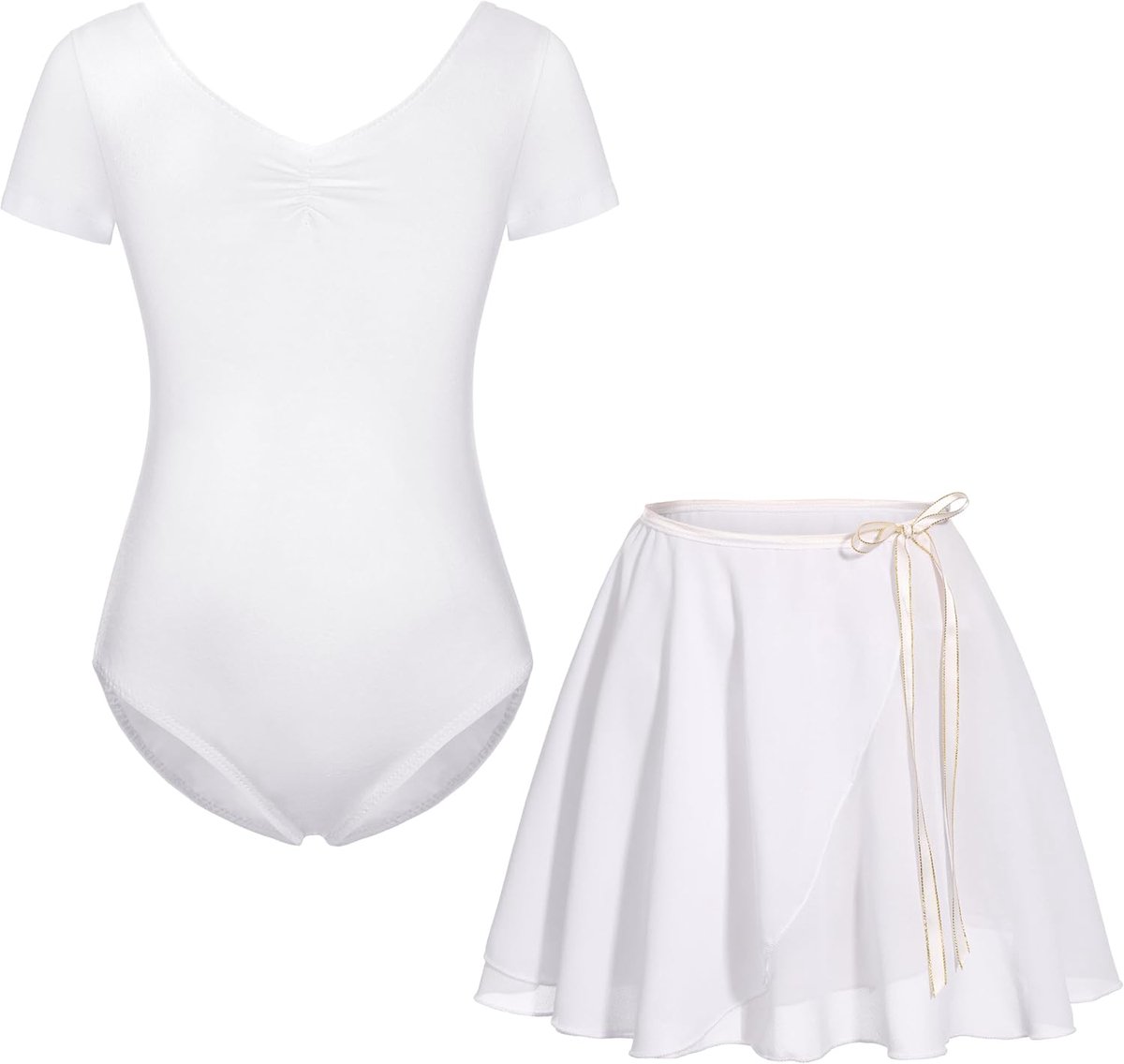 Balletjurk voor Meisje Katoen Gymnastiek Dans Turnpakje Korte Mouw Ballet Tutu Meisje
