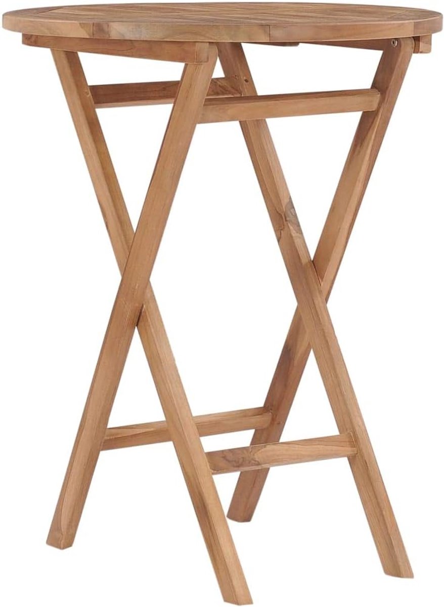 Inklapbare tuintafel van teakhout, massief, eettafel, voor de tuin, outdoor, 60 x 75 cm