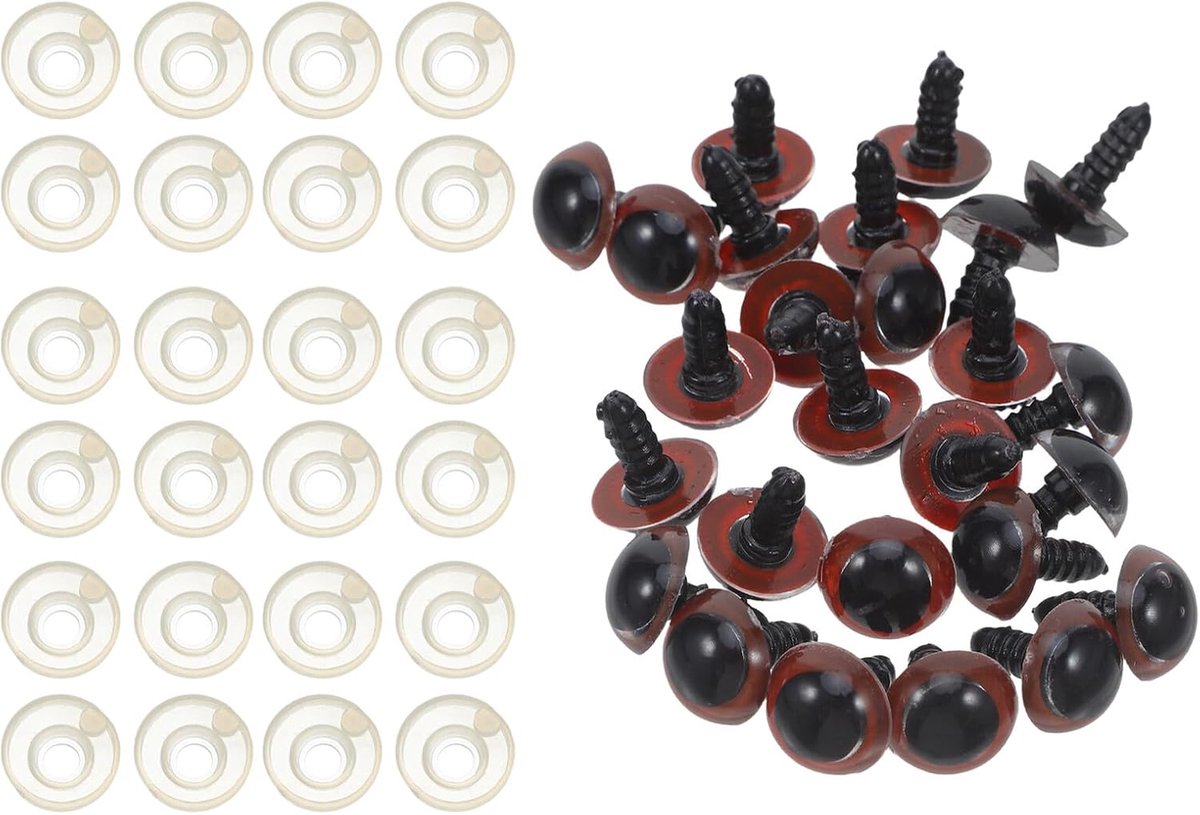 100 Stuks Bruine Plastic Veiligheidsoogjes met Ringen Zachte Knoopogen voor Gehaakte Dieren Slijtagebestendig Kleurecht Knutselaccessoire