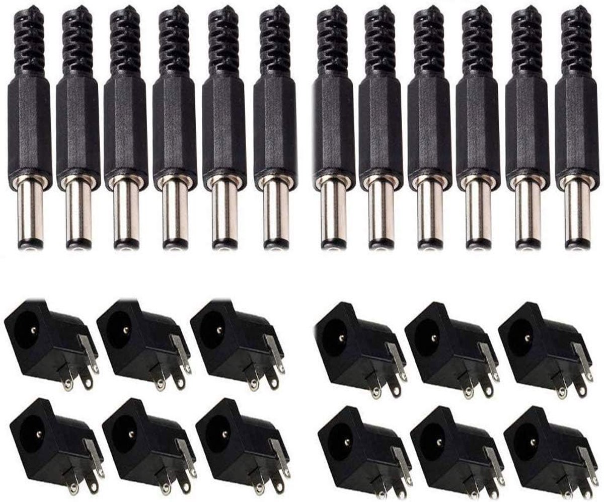 DC holle stekker 5.5 x 2.5 - 12 stuks - met soldeeraansluiting - voor audio/video/mobiele telefoons