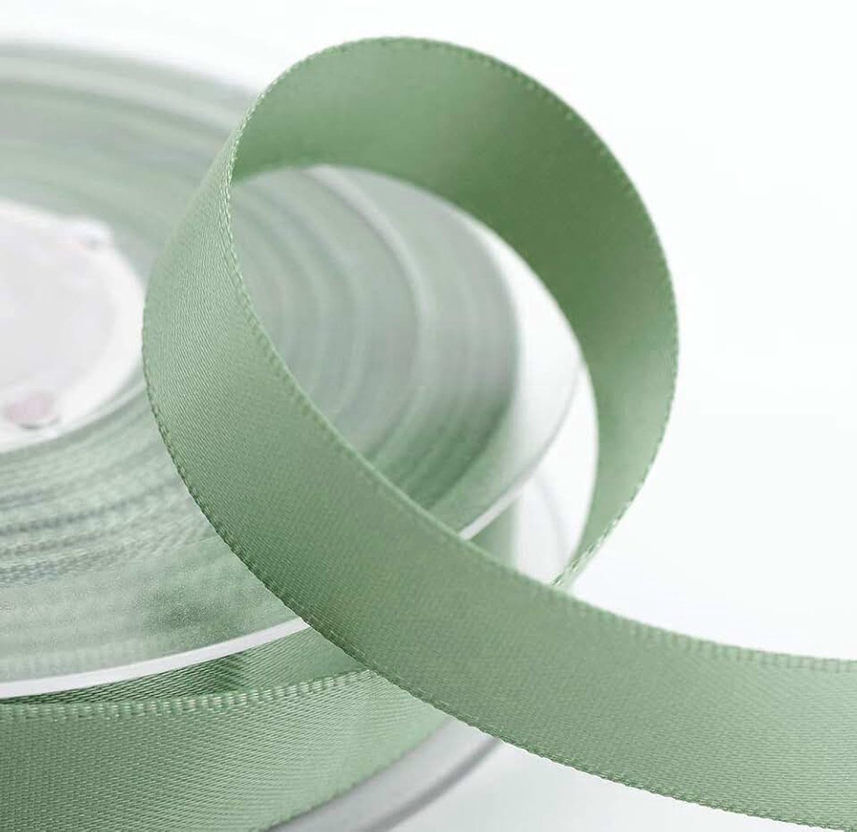 Options Satijnen lint, 10 mm breed x 25 meter rol, saliegroen