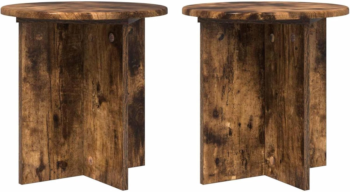 2 stuks, gerookt eiken, 40 x 40 x cm