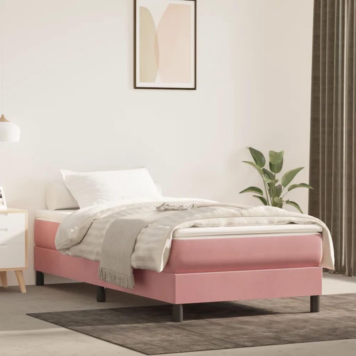 boxspringbed stevige poten standaardmodel Roze 100x200 cm