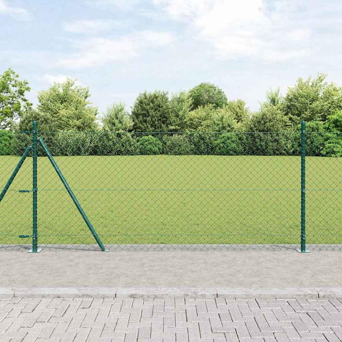 Draadhek, set van 2 groen, gepoedercoat staal, 1 x 25 m, tuinhek, draadomheining voor hekken, groentebedden, kippenhokken, weideperstuk 3351249