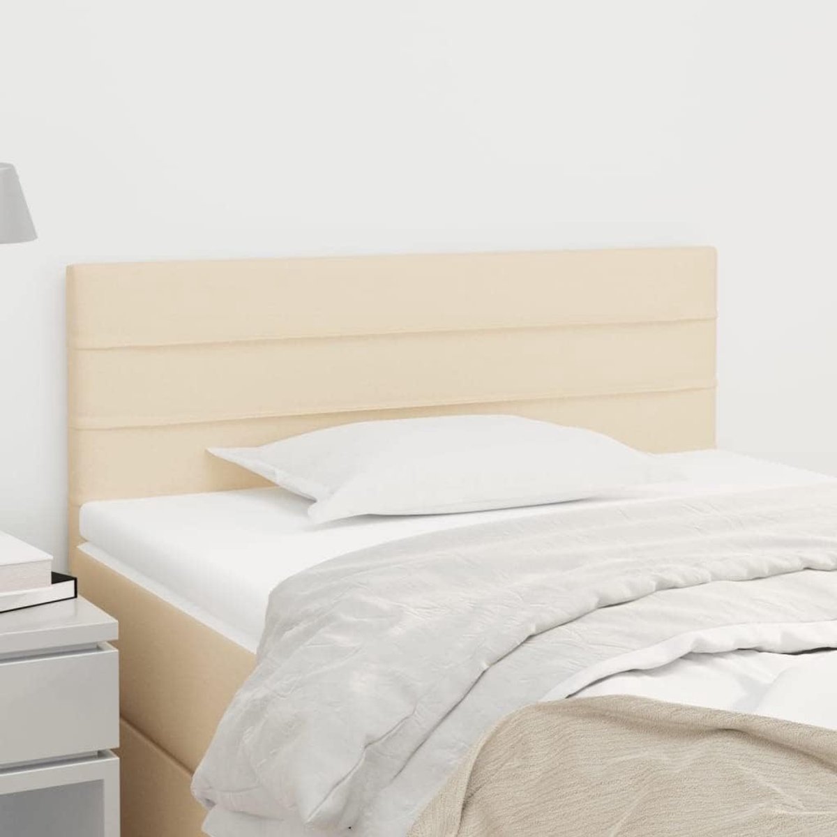 Hoofdeinde voor bed, slaapkamer, meubels voor slaapkamer, hotel, crème, 100 x 5 x 78/88 cm