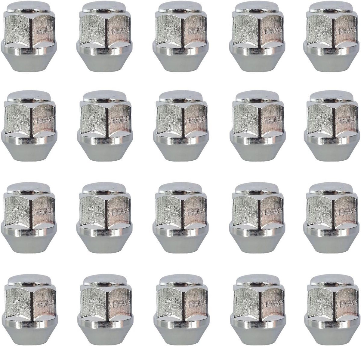 20x Lug nuts M12x1.25 tapered collar closed 60° 25mm | HEX 19mm compatible with Opel Agila A