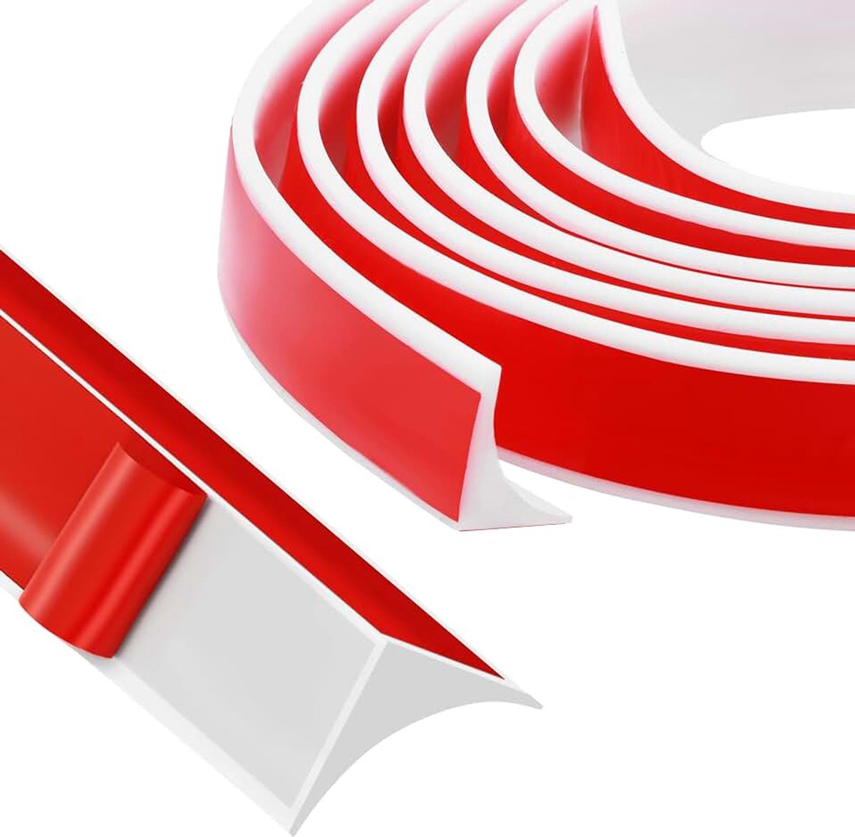 3,5 m werkblad afsluitstrip, keukenafsluitstrip, wandafsluitstrip, flexibele, waterdichte siliconen strip voor keuken, badkamer, woonkamer, als sokkel en plafondlijst, wit (15 x 15 mm)
