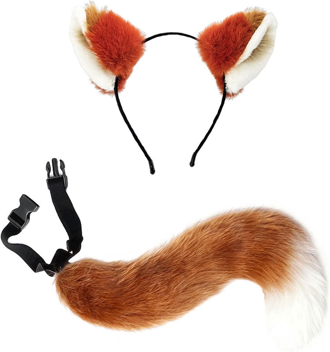 2 stuks kunstbont vos kattenoren cosplay set - kostuum vos oren vos staart voor verkleden schattig feestkostuum voor dames, kinderen / volwassenen