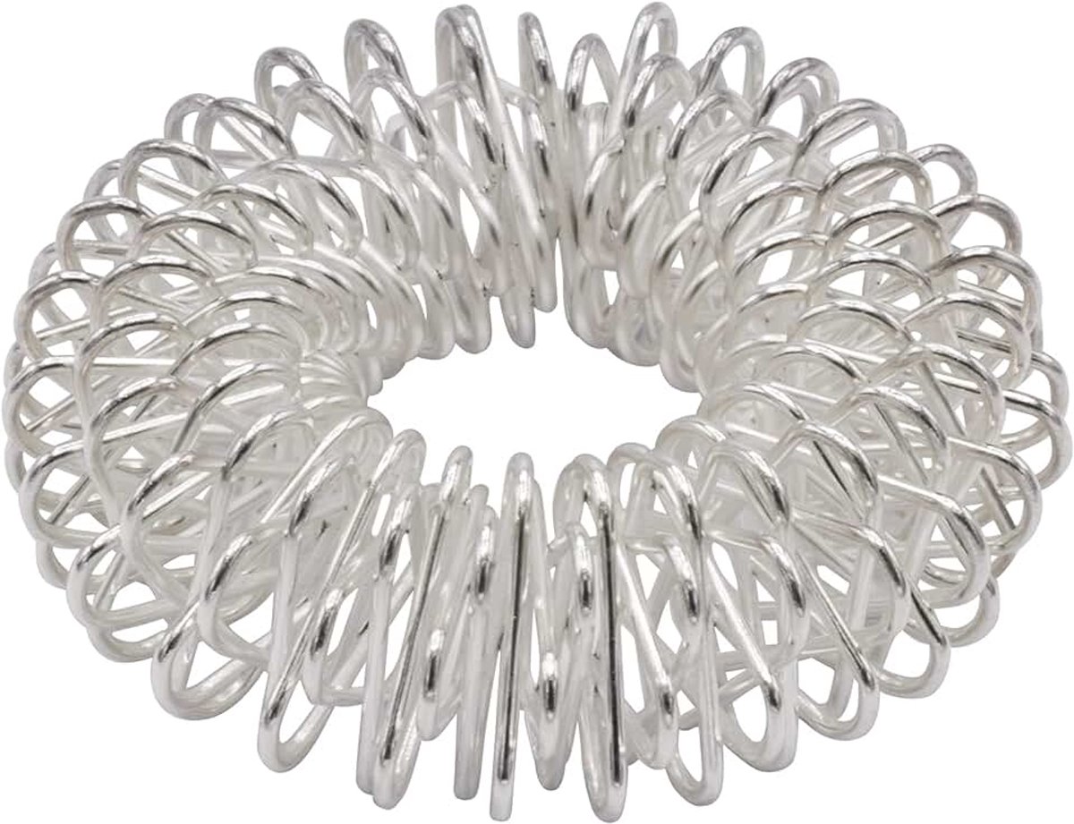 Chi-enterprise Premium massagering voor de vingers, anti-stress, acupressuurring, anti-stress ring, acupressuurring, angxiety ring, 1 x zilver, klein