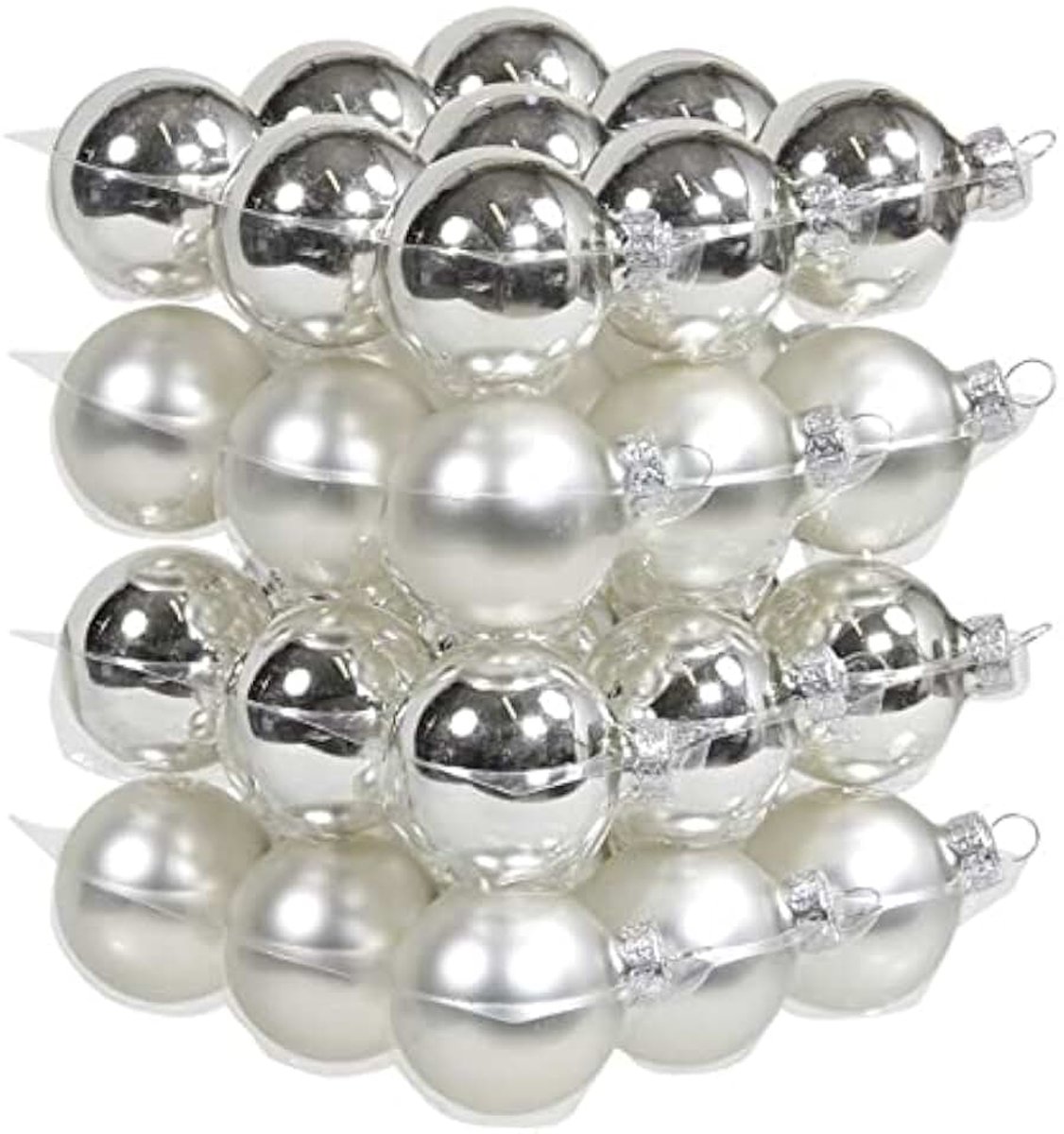 Kerstballen 4 cm - mat/glans - Kerstboomversiering zilver