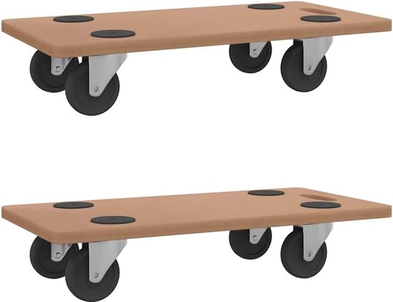 2 STK. Rolplanken voor meubels, transportwagen van houtmateriaal, 57,5 x 29 cm meubelroller met 250 kg draagkracht, vloervriendelijke transportwagen voor kantoor en huishouden — afbeelding 2