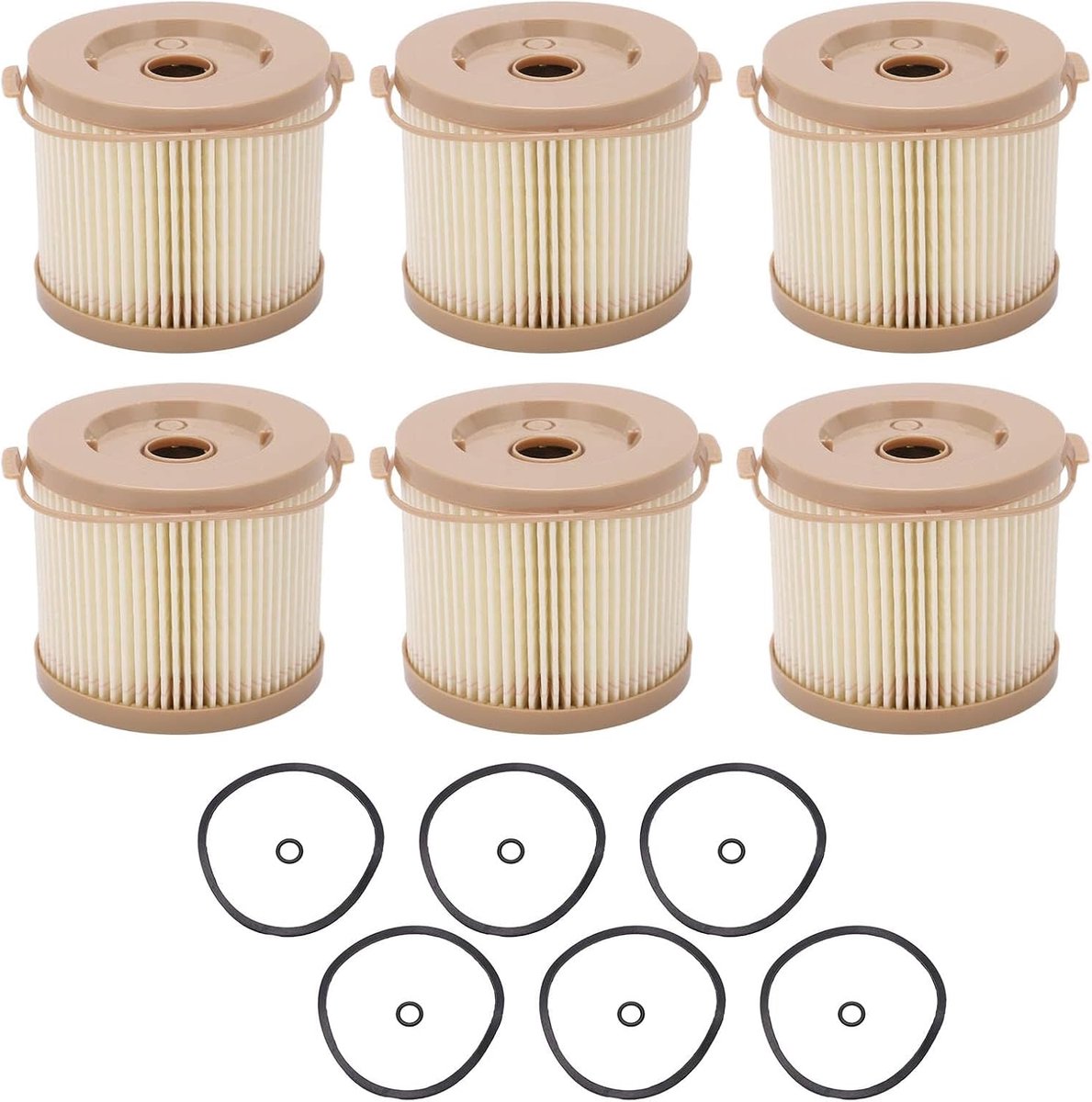 6 stuks dieselfilter 30 micron filterpatronen met waterafscheider compatibel met RACOR 2010PM OF 500FG voor RACOR 2010/500FG filtersysteem