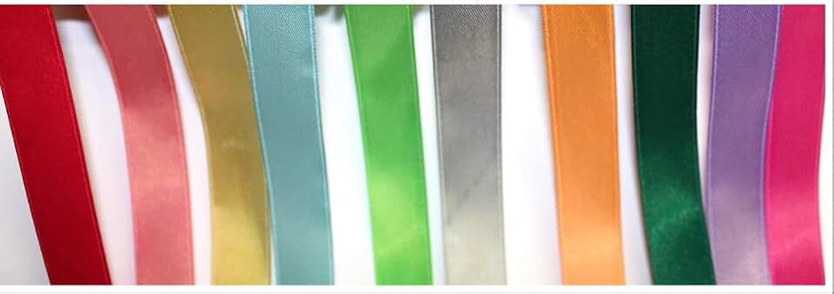 Kerstlint Set 10 Kleuren Satijn 3m 15mm Glitter Lurex Mix