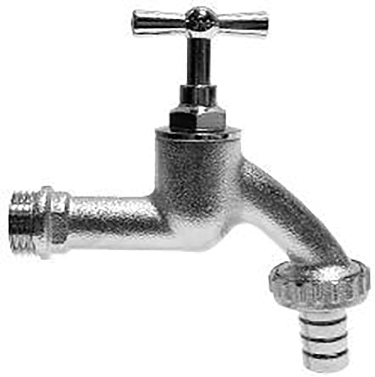 Uitloopventiel 1/2, handige knevelgreep, met slangschroefverbinding, koudwaterkraan met 1/2 inch wandaansluiting, buitenkraan, mat chroom, 06184 1