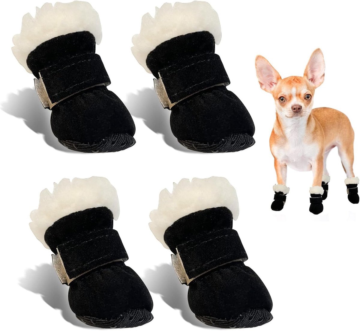 Schoenen, 4 stuks, antislip hondenschoenen, pootbescherming voor honden, geschikt voor kleine en middelgrote honden, voor buitenactiviteiten in de winter, wasbaar, (L)