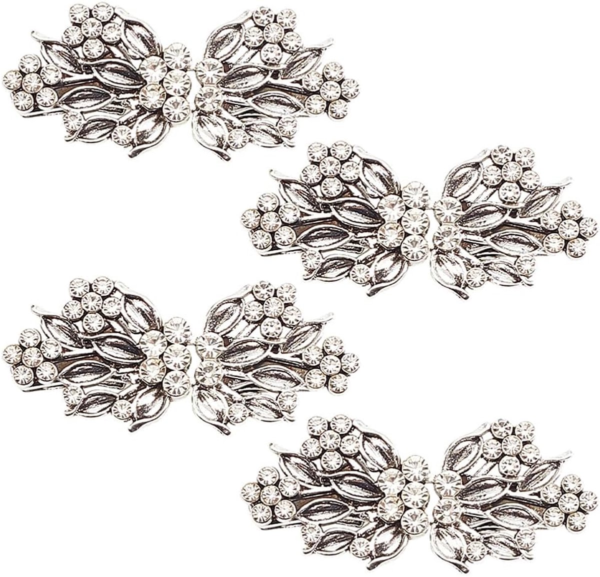 4 stuks retro trui clips antiek brons strass bloemen diamant cardigan kraag clip metalen sjaal clips cape cape sluiting