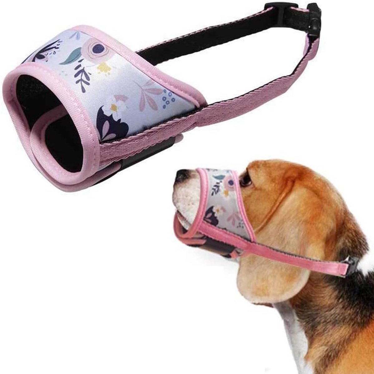 Muilkorf voor honden, muilkorf voor kleine honden, van zacht nylon met bedrukt patroon, mondbescherming voor honden van ademend tribal nylon, zacht, verstelbaar, voor kleine, middelgrote en grote