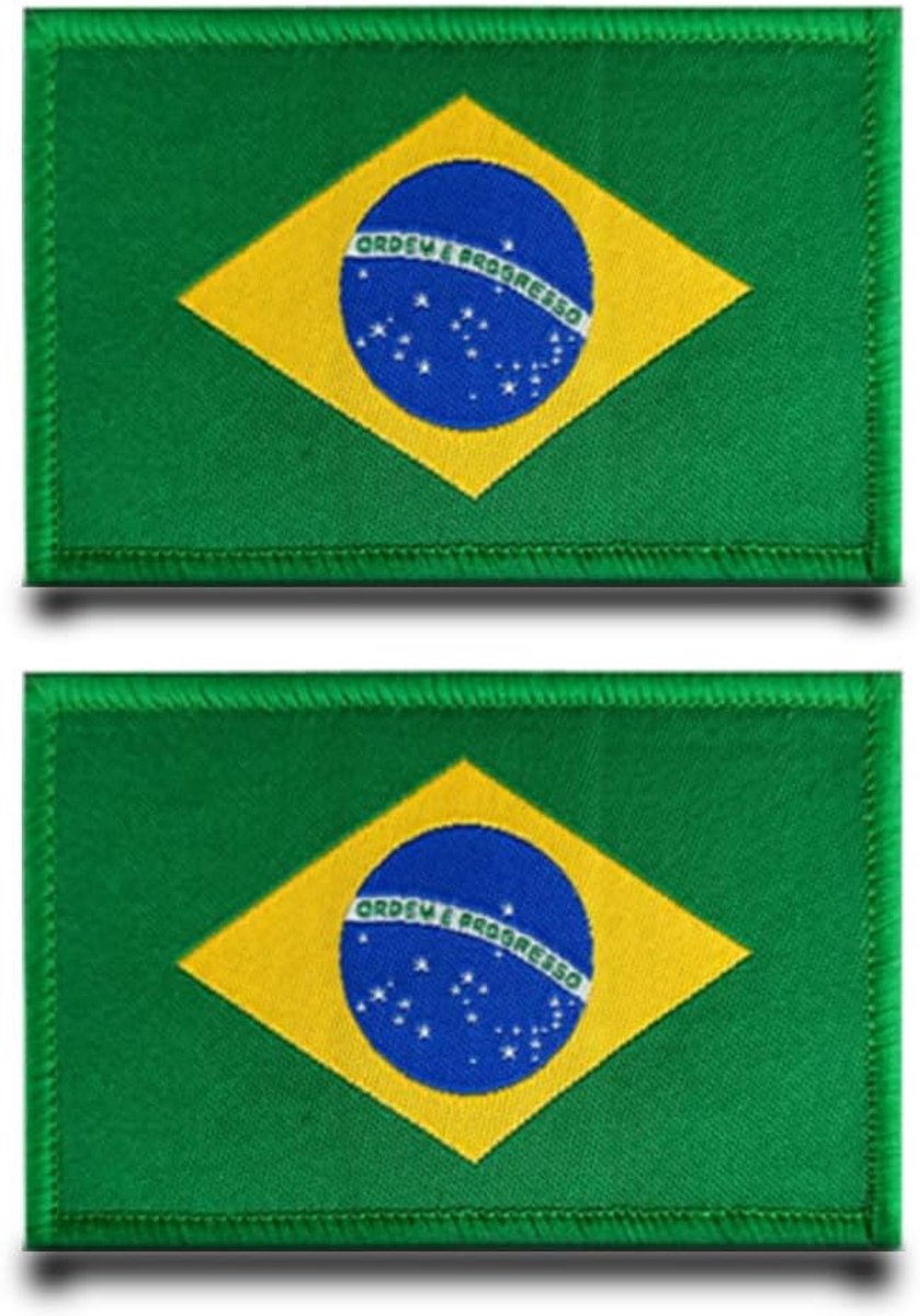2 stuks Braziliaanse vlag patch afneembare patches met Borduurwerk tactische militaire patch applicatie voor tassen rugzakken vest hondenharnas buiten kleding jas jeans