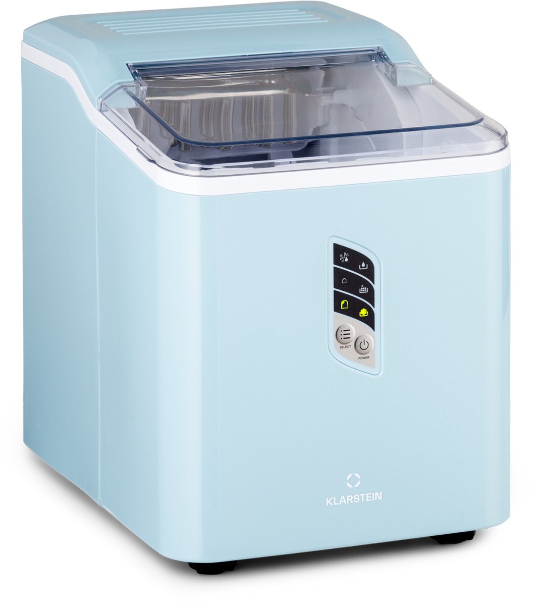 Klarstein IJsblokjesmachine Kleine , Snelle IJsblokjesmaker, Zelfreinigende IJsblokjesmachine voor Grote en Kleine IJsblokjes, met IJsblokjesreservoir, 12 kg/24 uur, 1,5 liter inhoud - Ice Cube Maker - voor Bar voor Thuis - LED IJsschep