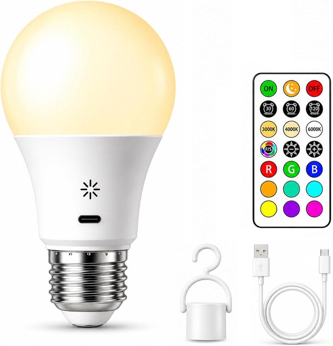 Gloeilamp met Touch & Afstandsbediening, 2200mAh Accu, 1 Stuk