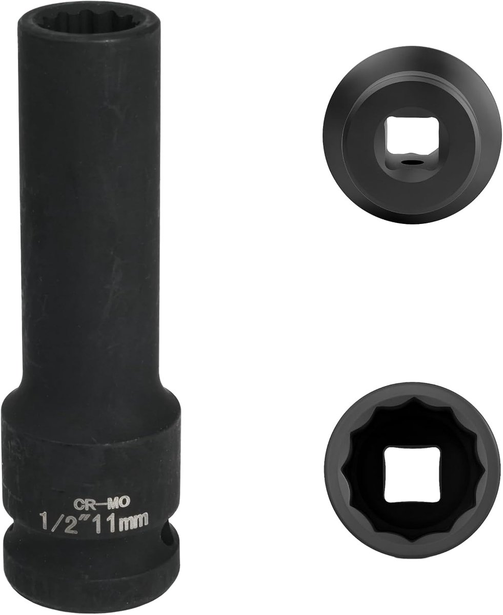 11 mm 1/2 inch 12-kant, slagdop 1/2 11 mm chroom-molybdeenstaal CR-MO (zwart)