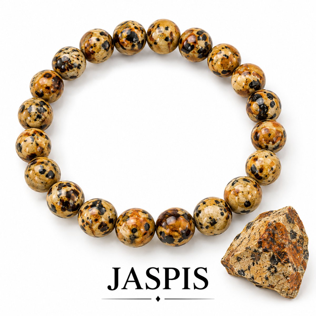 S4H® Picasso Jaspis Armband – 8 mm Kralen – 18 cm – Natuurlijke Edelsteen Armband – Aarding, Balans, Focus & Stabiliteit – Unisex