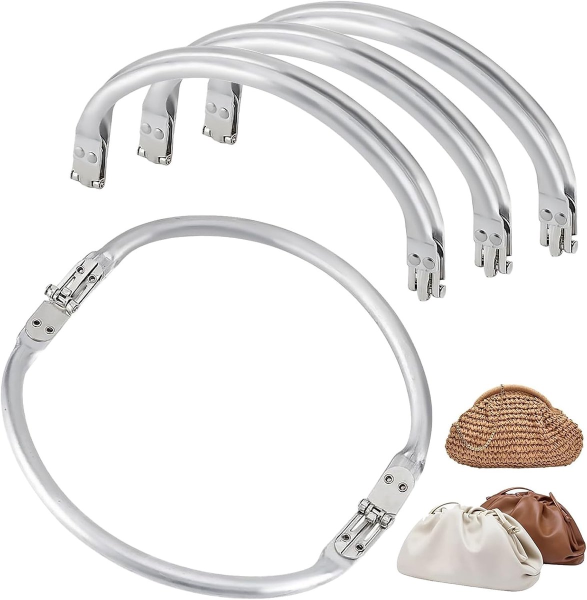 4-delige haak tas sluitingen, 18.8 x 9.5 cm aluminium tas hanger, rechthoekig frame voor DIY tas, handgemaakte tas, tas frame, tas accessoires