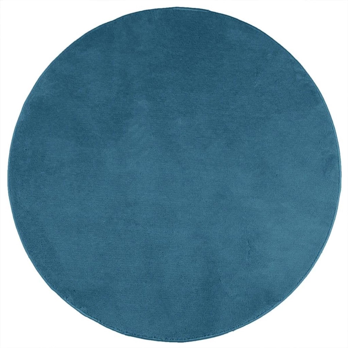 Vloerkleed, laagpolig, turquoise, diameter 200 cm, 100% polyester, rond tapijt voor woonkamer, slaapkamer, hal, kantoor, teddylook, pluizig, zacht, pluisvrij, onderhoudsvriendelijk