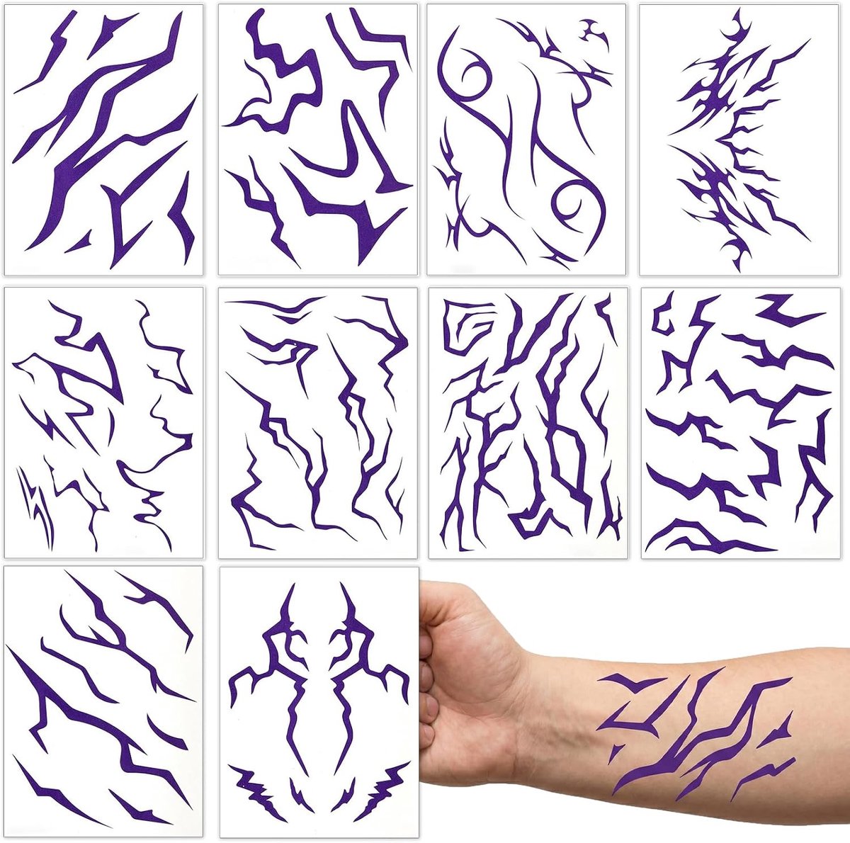 Tijdelijke tatoeages, WX tattoo-stickers voor anime cosplay, Halloween en festivals, waterdichte nep-tatoeages voor dames, heren en kinderen, fanartikel