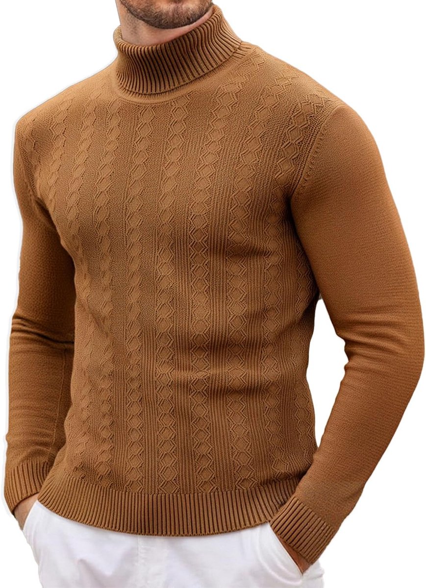 Coltrui met lange mouwen met ruitpatroon gebreide jacquard gebreide trui slim fit herfst winter